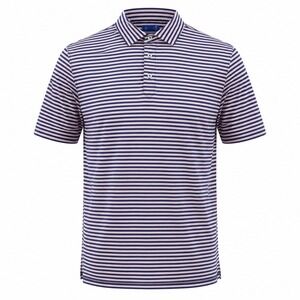 Stitch‎ Golf Polo Shirt Mens L Pink Navy Blue Striped Performance 231SA0103